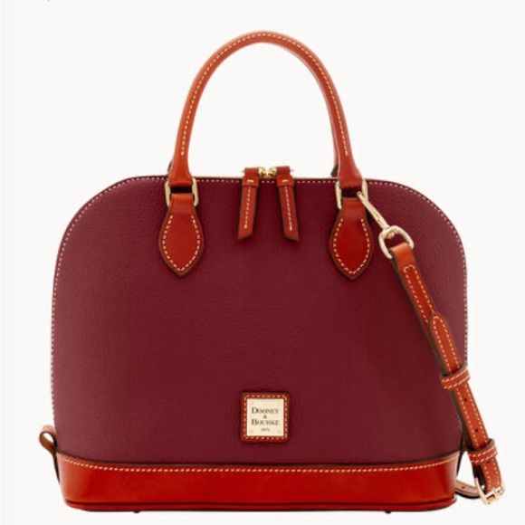 NWT $279 Dooney & Bourke Pebble Grain Zip Zip Satchel in Bordeaux - Picture 3 of 17